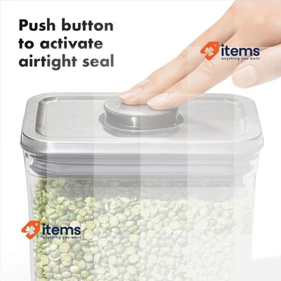 OXO Steel POP Container Rectangle Short Medium Size 1.6 Liter Litre Storage - Image 1 of 3