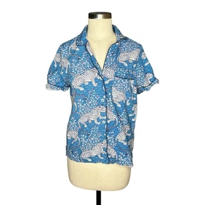 IMPRESIÓN FRESCO Bagheera Leopardo Manga Corta Pijama Top Azul Talla Pequeña PJS Dormir - Imagen 1 de 8