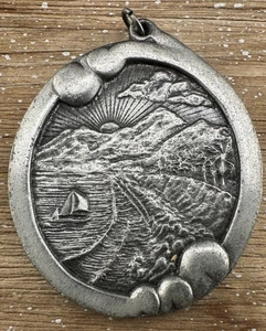 1976 Ciba Pharmaceutical Company Sailboat Sea Waves Sun Pendant Key Chain ? - Picture 1 of 8