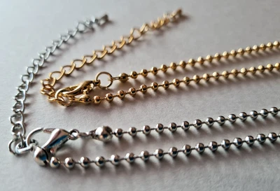 Kugelkette Halskette gold silber, Metallkette mit Karabinerverschluss 2mm 2785 - Bild 1 von 4