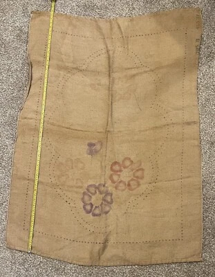 Vintage Large Floral Rug Hooking Pattern On Burlap 51.5” X 37.5” Marked 46 X 33 - Image 1 of 4