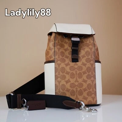 Nuevo con etiquetas Coach CT752 Racer Pack en Signature Colorblock Lona Cuero de becerro liso Foto 1 de 4