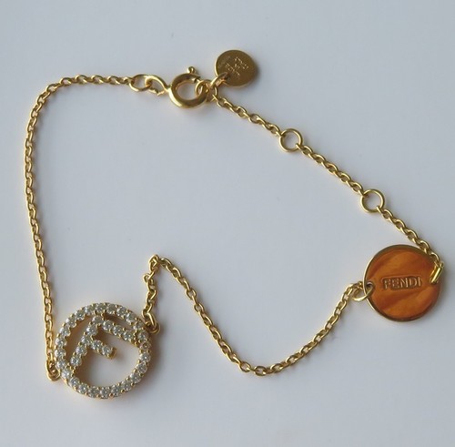 Bracciale Unisex Fendi GP Logo F 1A4220 Pavè Strass 6” 8”L Made in Italy