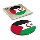 1 x Boxed Round Coasters - Western Sahara Flag Map #9044