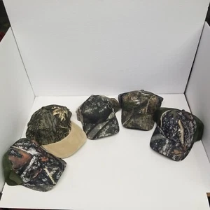 Camouflage Adjustable Strapback Blank Hat Lot of 5, Mossy Oak, Cobra, New - Picture 1 of 12
