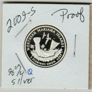 Northern Mariana Islands 2009 S Quarter Dollar SILVER Proof Sea Gulls Palm GOL S - Picture 1 of 3