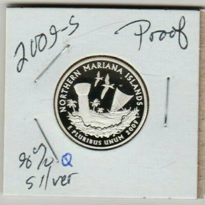 Northern Mariana Islands 2009 S Quarter Dollar SILVER Proof Sea Gulls Palm ST - Image 1 of 3