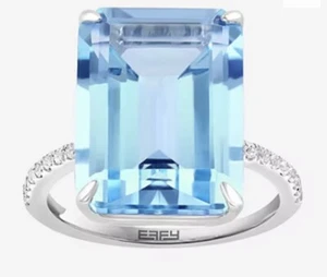 NEW! Effy Blue Topaz , White Sapphire & Silver Ring / Size 8 / W GIFT BOX/$999 - Picture 1 of 6