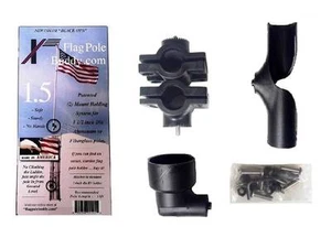 RV Flag Pole Mount Set 1.5 inch by FlagPole Buddy for 16 Foot Tall Poles (Black) - Picture 1 of 1
