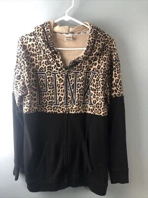 Sudadera con Capucha ROSA Estampado Guepardo Cremallera Completa Para Mujer XS Negro Y Tono Guepardo Foto 1 de 4