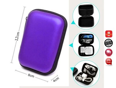 HARD EVA SHELL PORTABLE CASE BOX Headset Earphone Earbud Storage Pouch Bag Black - Image 1 of 4