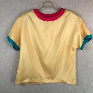 Vintage Top Womens Medium Yellow Joan Walters 80s USA Preppy Bright Shirt - Picture 1 of 8