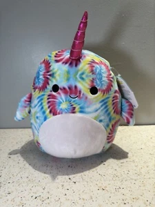 Neu mit Etikett Squishmallows 8 Zoll MILAINA Narwal 2021 Original Regenbogen Batik weicher Plüsch - Bild 1 von 6
