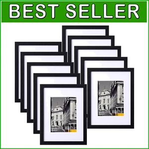 Lightweight 10-Piece Picture Frame Set with Two Display Options for Easy Viewing - Picture 1 of 11