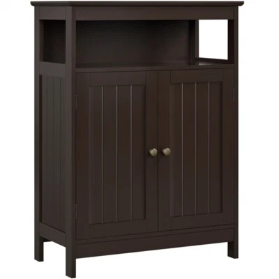 Bathroom Floor Cabinet with Adjustable Shelf Free Standing Organizer, Espresso - Image 1 of 4