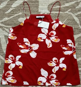 NWT Dalia Sleeveless Top Womens Size Small Red Floral Spaghetti Strap Blouse NEW - Picture 1 of 6