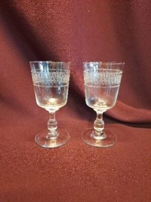 Antigua cinta de aguja de cristal grabada cordial/cóctel/vaso de jugo - 4 oz - 5,25" Foto 1 de 4