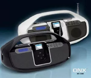 ONX iBX 2300 AM/FM Radio Uhr Wecker Dockstation iPod iPhone4 30- Pin weis - Bild 1 von 2