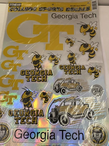 Georgia Tech Yellow Jackets Metallic Team Sticker Sheet 17 " x 12 " set of two Cover