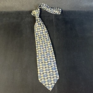Henry Grethel Black Abstract Men's Tie 100% Silk 59L x 3.75 Necktie - Picture 1 of 11