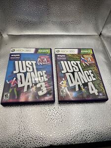 Just Dance 3 + 4 (Microsoft Xbox 360 Video Game Lot) Complete. 