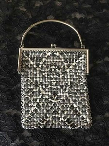 Antique Vtg 1920s Art Deco Flapper "Snakeskin" Enamel Metal Mesh Purse Hand Bag  - Picture 1 of 7