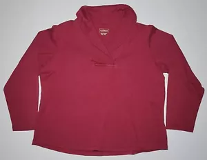 L.L. Blusa donna Bean rosso bordeaux manica lunga scollo a V taglia XL Petite - Foto 1 di 12