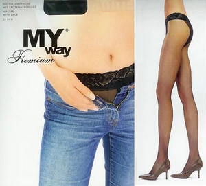 EDEL Satin-Hüftstrumpfhose, Spitze, Bikinislip, 20den, schwarz, 36-38 *MY way* - Bild 1 von 1
