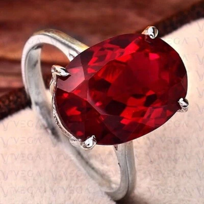 8.00ct Oval Cut Natural Ruby Solitaire Engagement Ring 18K White Gold Plated - Image 1 of 4