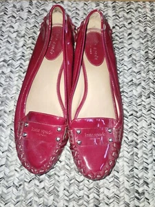 Kate Spade Shoes Sz 7.5 Patent Leather Flats Red WORN ONCE EXC - Picture 1 of 5