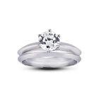 1.56ct F Si2 Round Natural Certified Diamond Plat Classic Matching Bridal Set