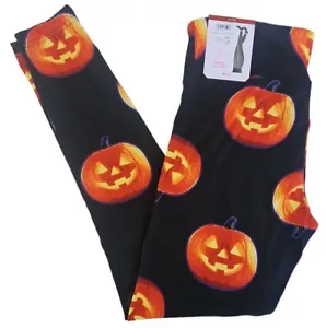 NEW No Boundaries Womens Halloween Jack-o-Lantern Black Leggings Size M (7-9) - Picture 1 of 3
