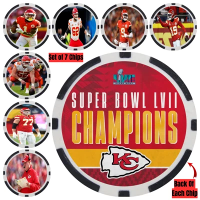 KANSAS CITY CHIEFS 2023 SUPER BOWL LVII CHAMPS - POKER CHIP SET (7) - Image 1 of 2