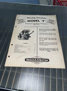Briggs Stratton Model Y Engine  Repair Operator Operating Manual KICK START - Picture 1 of 5