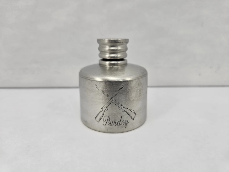 Nuevo de Lote Antiguo Escopeta Rifle Botella de Aceite Metal Acero Inoxidable Peltro Peltre Purdey Foto 1 de 4