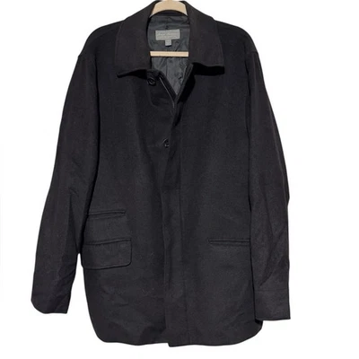 Daniel Cremieux Wool Cashmere Black Winter Pea Coat Mens Size Large Classic Cozy - Image 1 of 4