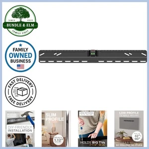 Supporto TV da parete senza borchie metallo nero adatto a TV da 42-90 pollici installazione rapida - Foto 1 di 11