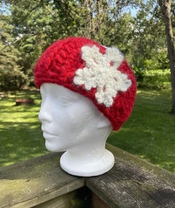 NEW Handmade Crochet Ear Warmer Headband Red - Bild 1 von 5