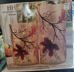 Heritage Home set of 2 led hand painted hurricanes includes 10 led lights per... - Picture 1 of 3