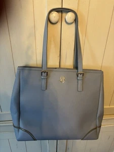 Glass and Ladder Co Michelle Tote Bag, Medium, Baby Blue and Gold - Picture 1 of 17