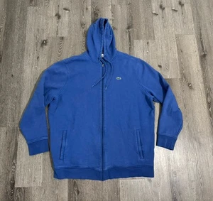 Sudadera deportiva con capucha Lacoste para hombre 2XLT azul cremallera completa cocodrilo polar algodón - Imagen 1 de 10