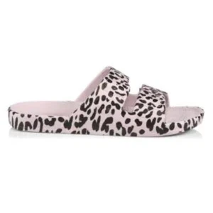 Freedom Moses Pink Leopard 2 strap slides US Size Women 10-10.5 Men 8-8.5 sandal - Picture 1 of 4