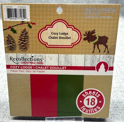 Recollections 6x6 Cozy Lodge Christmas Scrapbooking Paper Pad Cardstock Crafting - Image 1 of 4