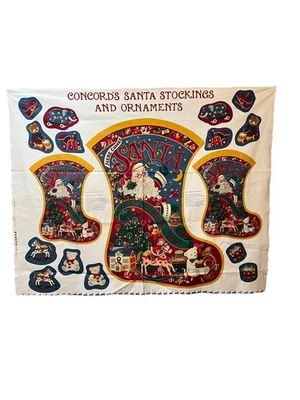 Vtg Concord Kessler Christmas Stocking Ornaments Fabric Panel Read! - Image 1 of 4