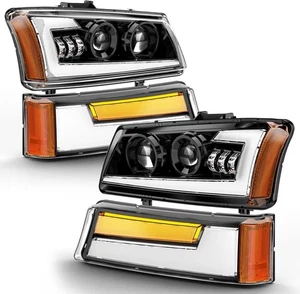 2003-2006 for Chevy Silverado 1500 2500 3500 240W LED Headlights Hi/Lo DRL Turn - Picture 1 of 11