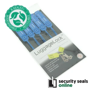 Blue LuggageLock™ BIO Tamper Evident Security Seal Luggage Travel Tag, 10 Pack - Picture 1 of 2