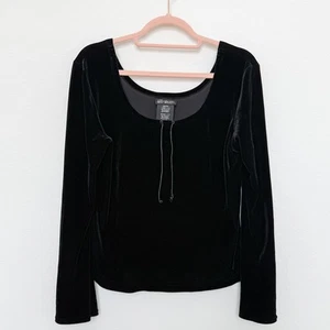 Y2K No Boundaries Womens Velvet Top Size L Black Whimsigoth Witchy Goth Vamp - Picture 1 of 7