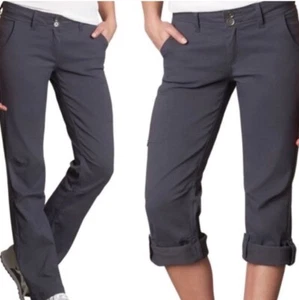 Prana Size 8 Gray Halle Convertible Roll Up Pants Hiking Nylon Stretch Inseam 31 - Picture 1 of 23