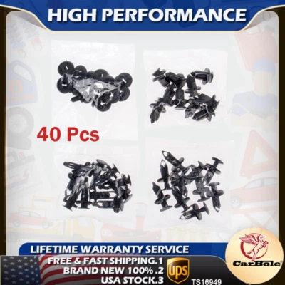 40 Car Fastener Fender Bumper Rivet Door Trim Engine Cover Push Clip 6-10mm Hole - Image 1 of 4