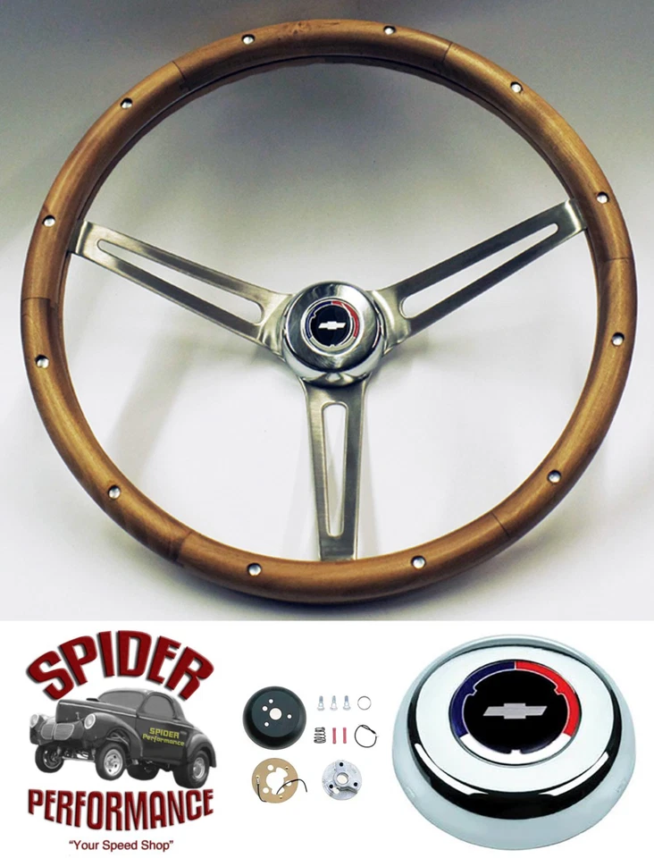 1964-1965 Chevrolet wood steering wheel CLASSIC BOWTIE 15" MUSCLE CAR WALNUT - Image 1 of 4